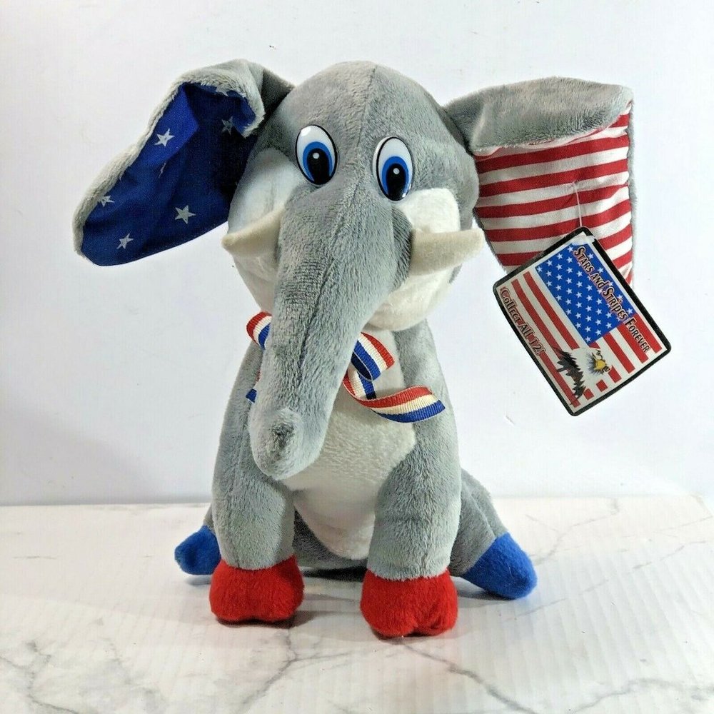 K&K Games Plush Patriotic 10" Elephant Stuffed Toy